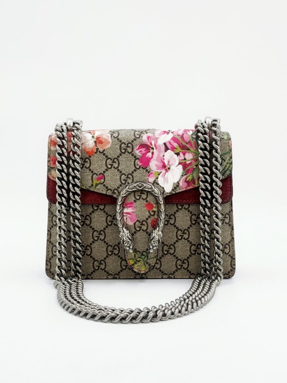 Gucci Dionysus Blooms GG Supreme Floral Chain Crossbody Shoulder Bag